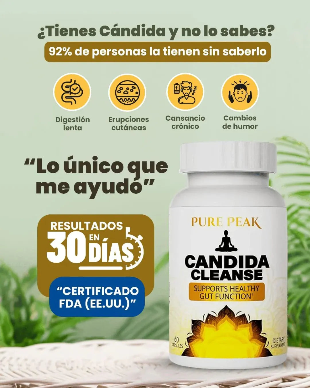 Candida Cleanse® Cápsulas que reducen antojos, hinchazón y fatiga