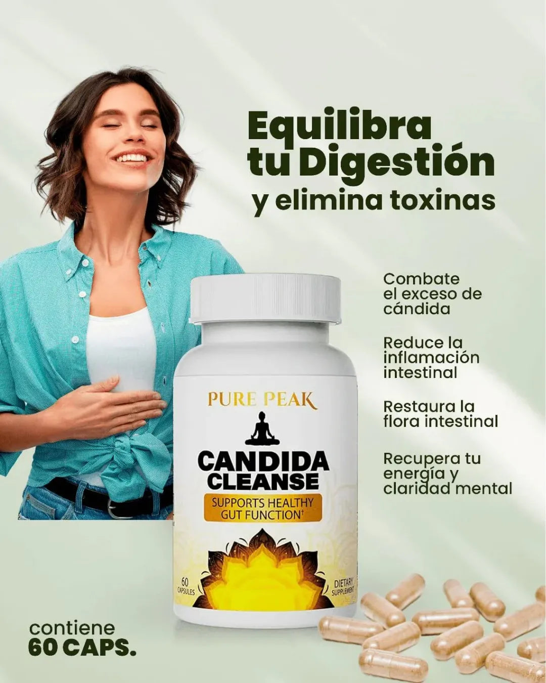 Candida Cleanse® Cápsulas que reducen antojos, hinchazón y fatiga
